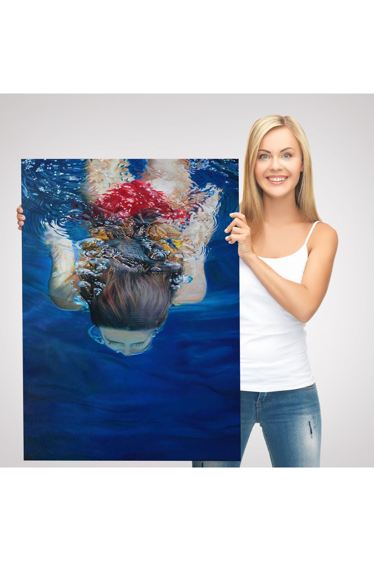 Su Altında Yüzen Kız Tablosu-6318