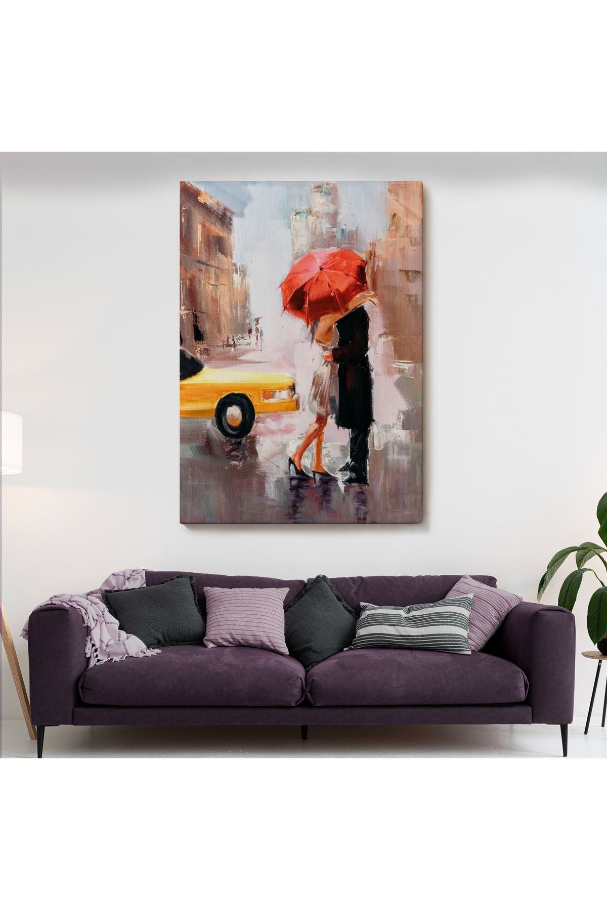 modagos068 Kavuşan Aşıklar Yağlıboya Görünüm Dekoratif Kanvas Duvar Tablosu-5930