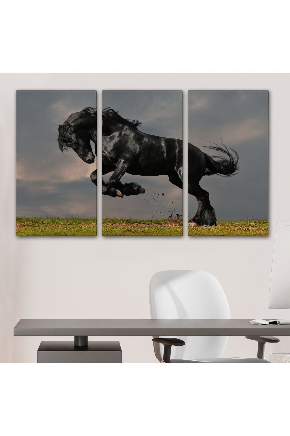 Şaha Kalkmış Siyah At Tablosu-6620