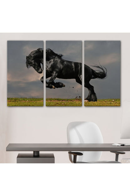 Şaha Kalkmış Siyah At Tablosu-6620