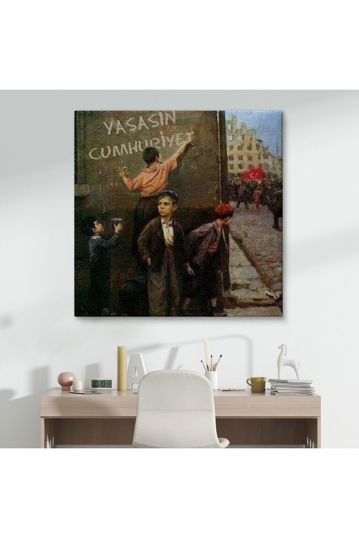Yaşasın Cumhuriyet Yazan Çocuklar Kanvas Tablo-5896