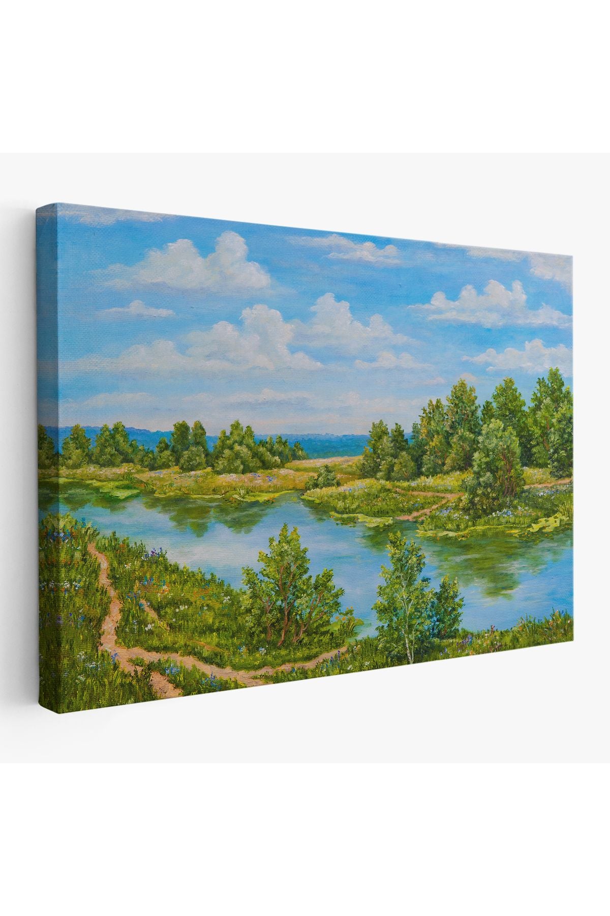 Rusya Nehri Yağlıboya Görünüm Dekoratif Kanvas Duvar Tablosu-3619