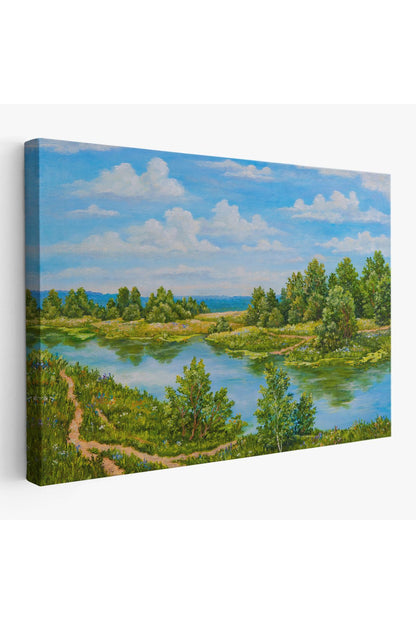 Rusya Nehri Yağlıboya Görünüm Dekoratif Kanvas Duvar Tablosu-3619