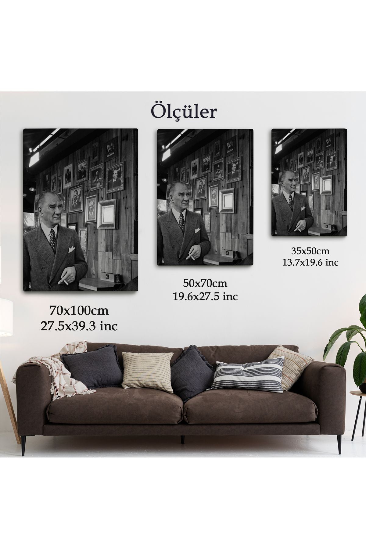 Atatürk Portre Tablosu Mustafa Kemal Atatürk Dikdörtgen Dekoratif Kanvas Tablo-FK-135