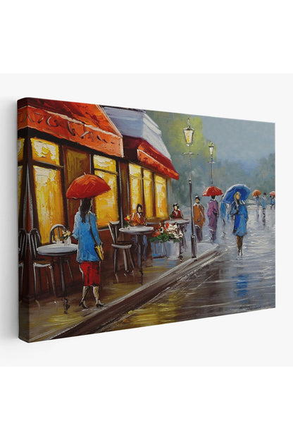 Yağmurlu Bir Gün Yağlıboya Görünüm Dekoratif Kanvas Duvar Tablosu-3669