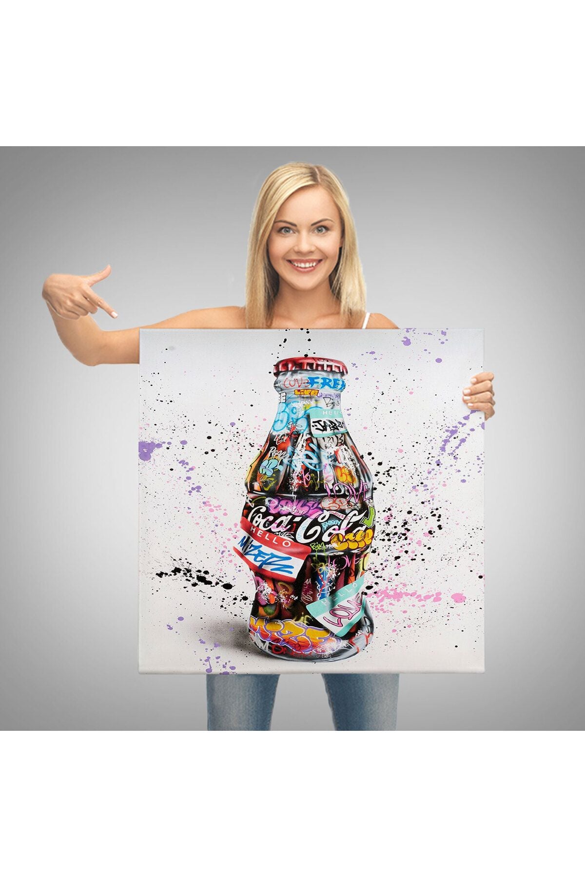 Kola Graffiti Kanvas Duvar Tablosu, Banksy Tarzı Sokak Graffiti Posteri-5346