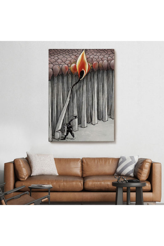 Bütün Uyuyanları Uyandırmaya Bir Uyanık Yeter Sürreal Duvar Tablosu-6070