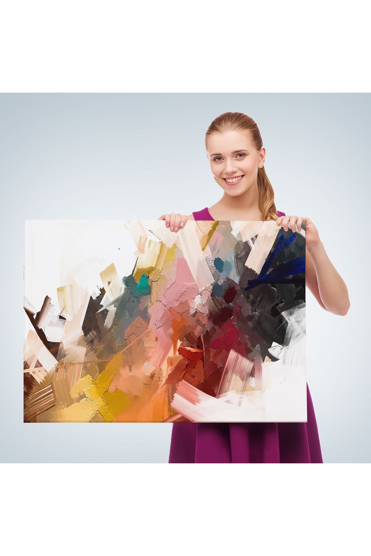 YB HG Fırça Darbeli Soyut Modern Sanat Yağlıboya Görünüm Tablo-3651