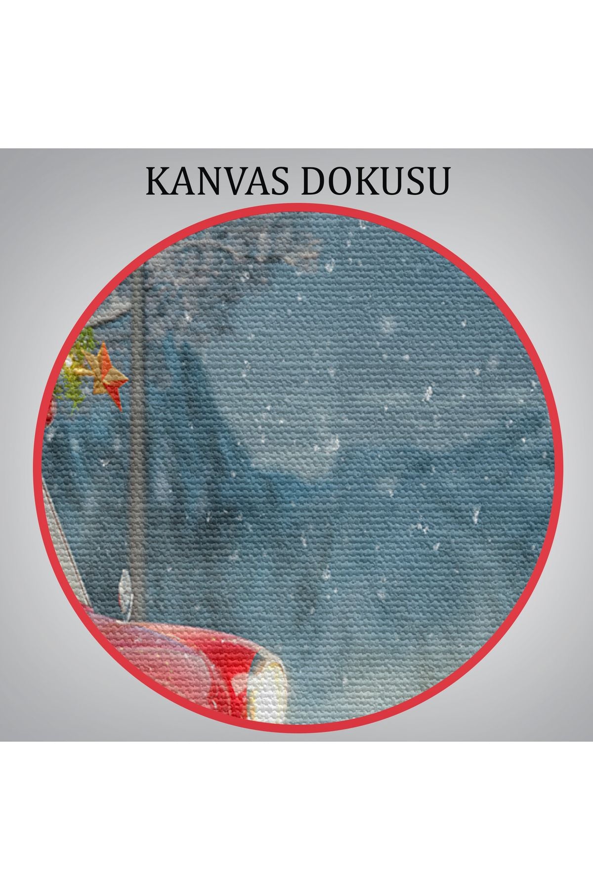 Noel Baba ve Küçük Kırmızı Retro Arabası Kanvas Duvar Tablosu-3752