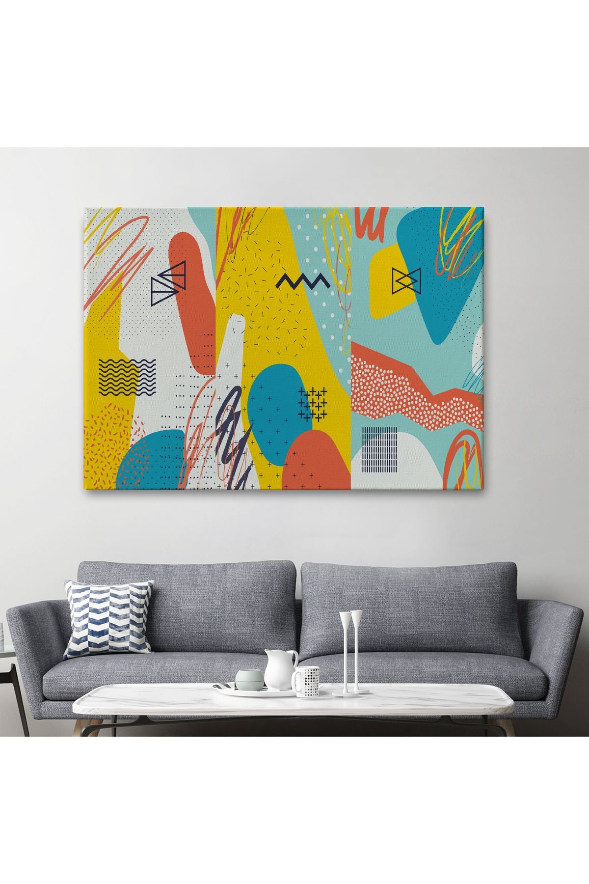 Modern Soyut Görünümlü Dekoratif Kanvas Duvar Tablosu-3577
