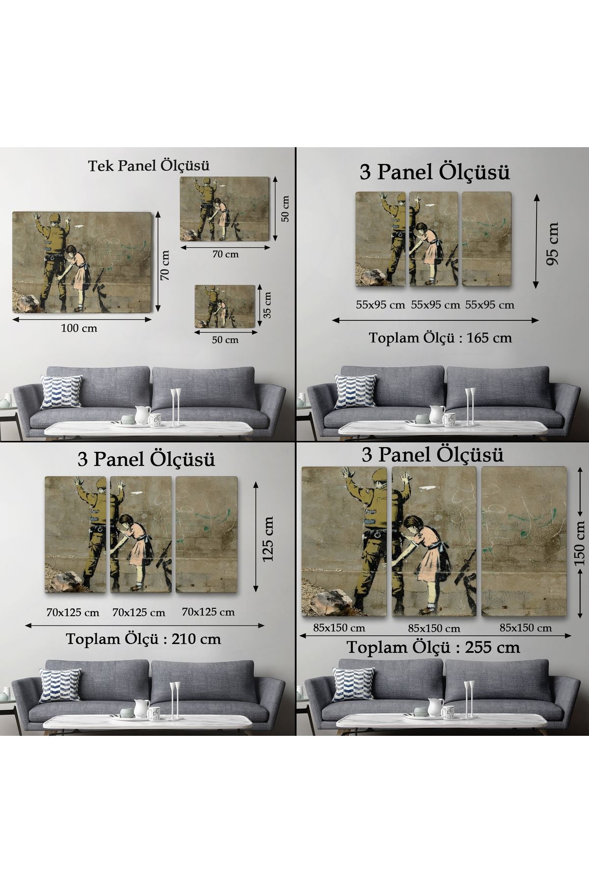 Bansky'nin Askeri Arayan Küçük Kız Eseri Kanvas Tablo-5013