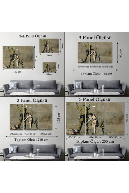 Bansky'nin Askeri Arayan Küçük Kız Eseri Kanvas Tablo-5013