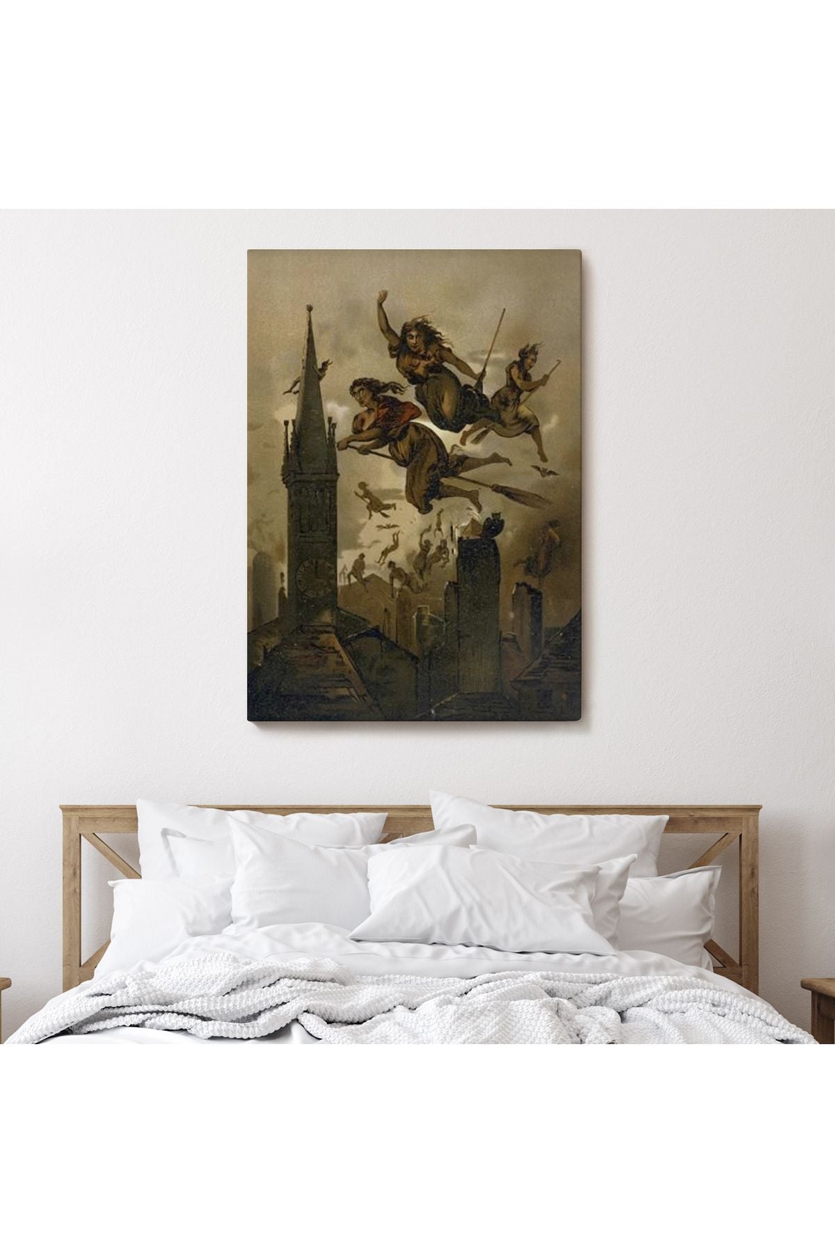 Kasabanın Üzerinde Uçan Çadılar Tablosu, Witches Halloween-6358