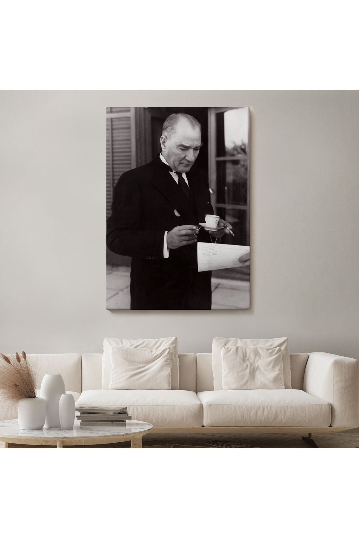 Atatürk Portre Tablosu Mustafa Kemal Atatürk Dikdörtgen Dekoratif Kanvas Tablo-FR-141