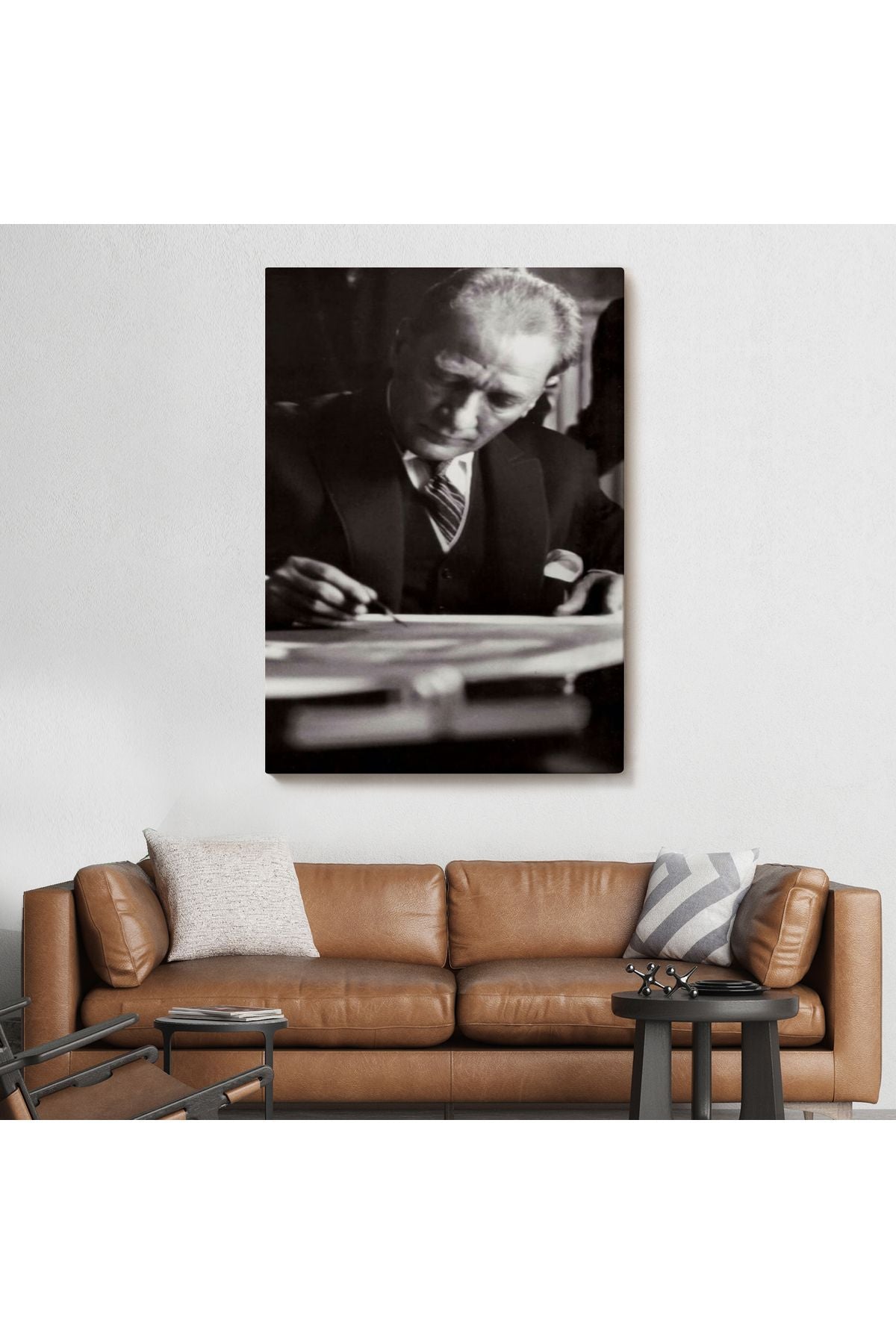 Atatürk Portre Tablosu Mustafa Kemal Atatürk Dikdörtgen Dekoratif Kanvas Tablo-FB-126