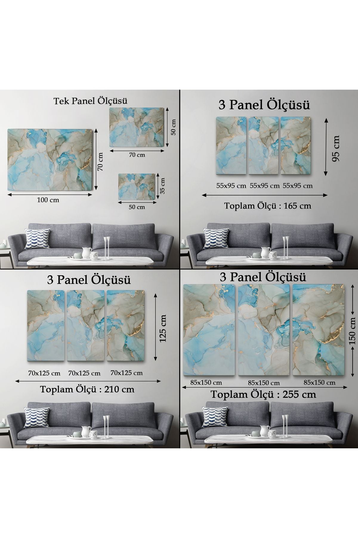 Mürekkep ve Alkol Elementleri ile Mermer Deseni Verilmiş Kanvas Tablo-5049