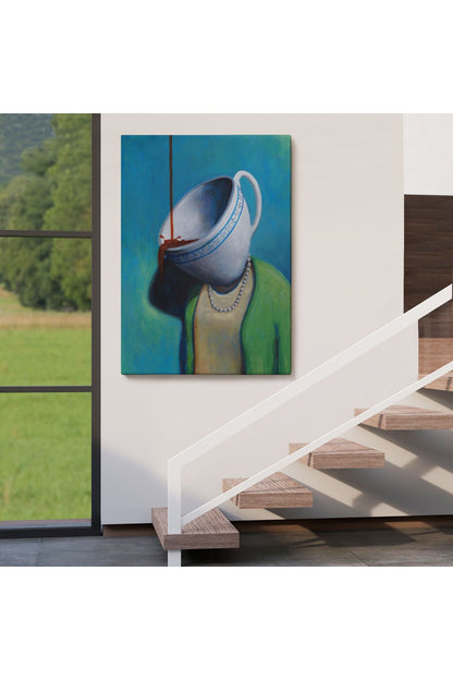 Kahve Tiryakisi Kadın Dekoratif Duvar Tablosu-6128