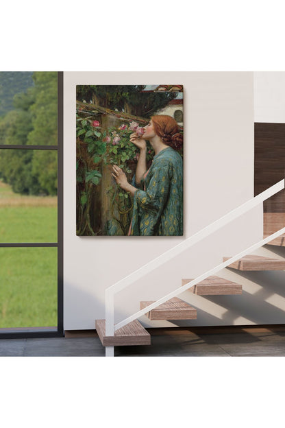 Gül Koklayan Güzel Helen Dekoratif Duvar Tablosu-6138