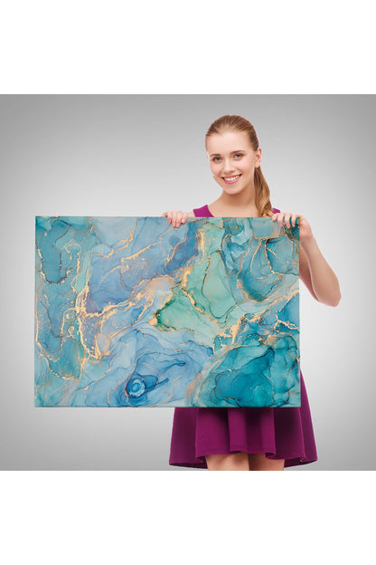 Mürekkep ve Alkol Elementleri ile Mermer Deseni Verilmiş Kanvas Tablo-5050