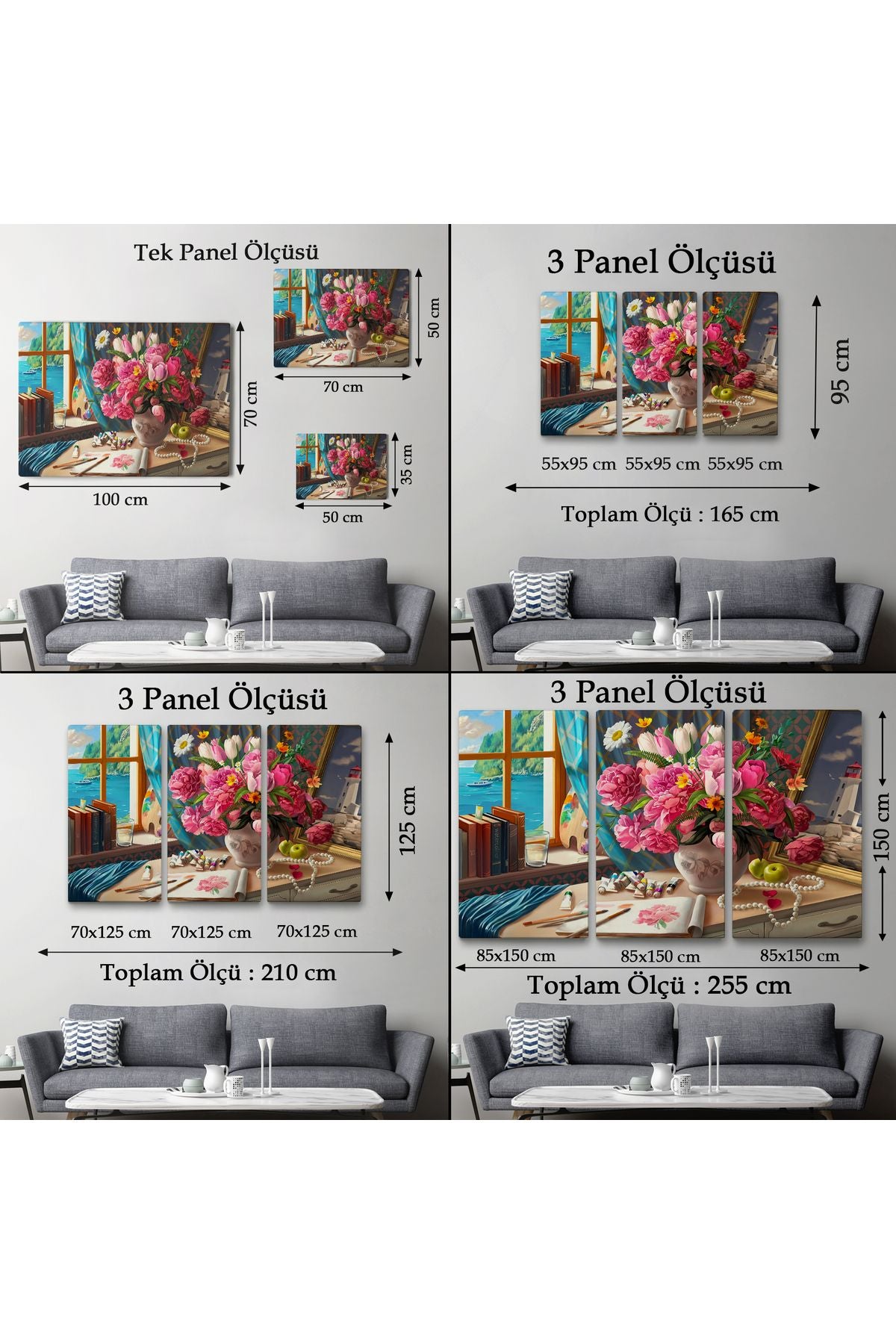 Deniz Manzaralı Yağlıboya Görünüm Dekoratif Kanvas Tablo-3621