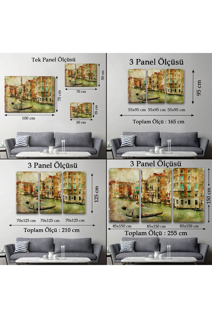 Venedik Kanalları Yağlıboya Çalışması Dekoratif Kanvas Duvar Tablosu-3428