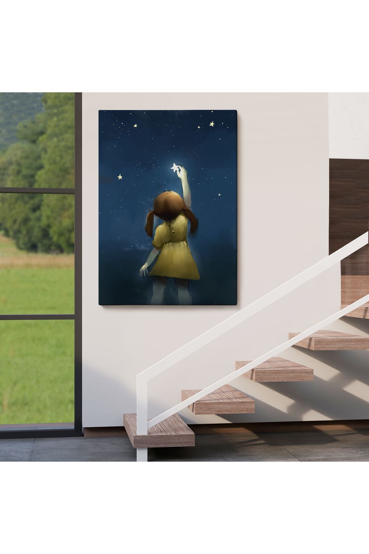 Yıldıza Ulaşan Kız Çocoğu Duvar Tablosu-5994