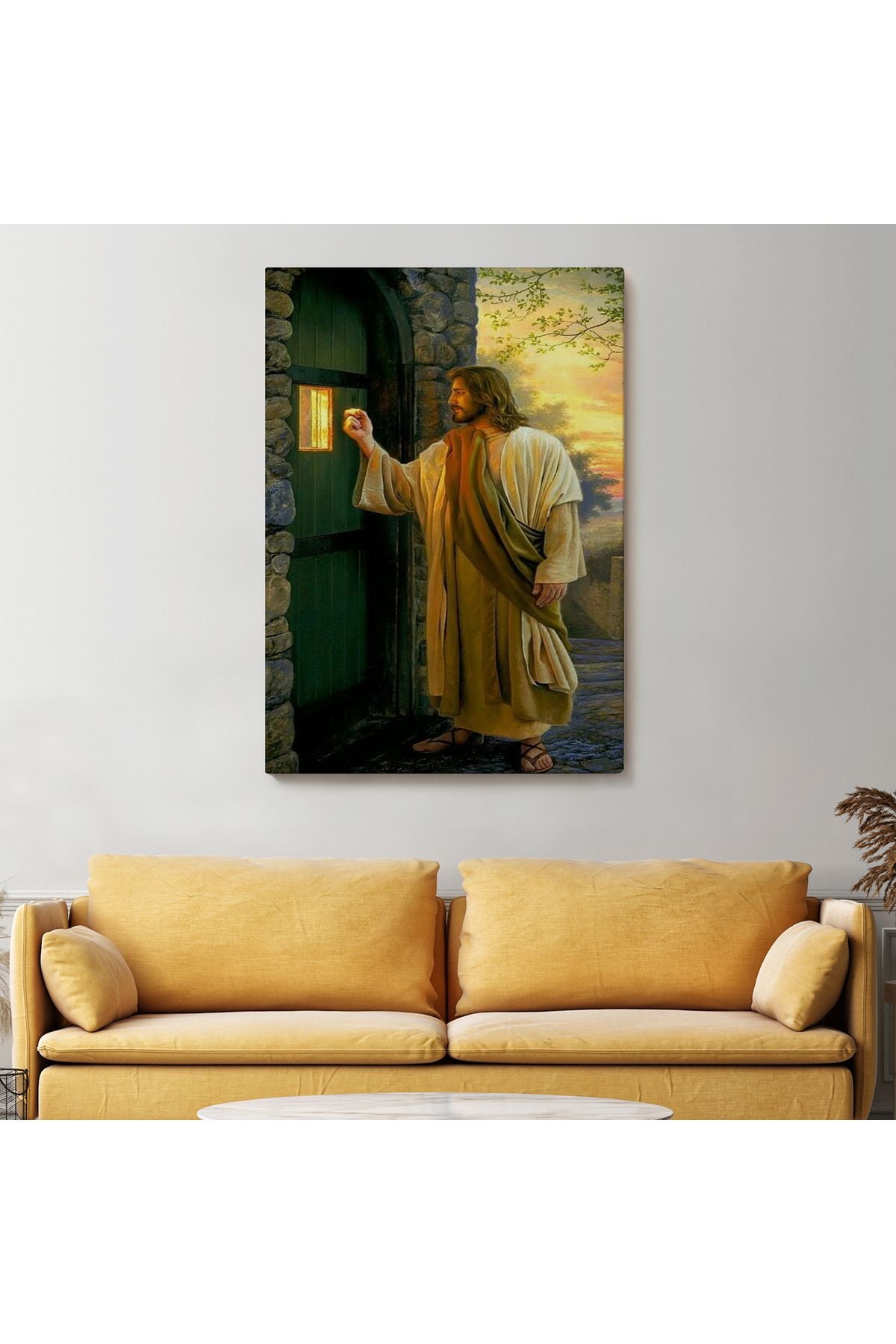 İsa Mesih Kapıyı Çalıyor, Hristiyan Duvar Sanatı, Kilise Hediyesi Kanvas Tablo-5271