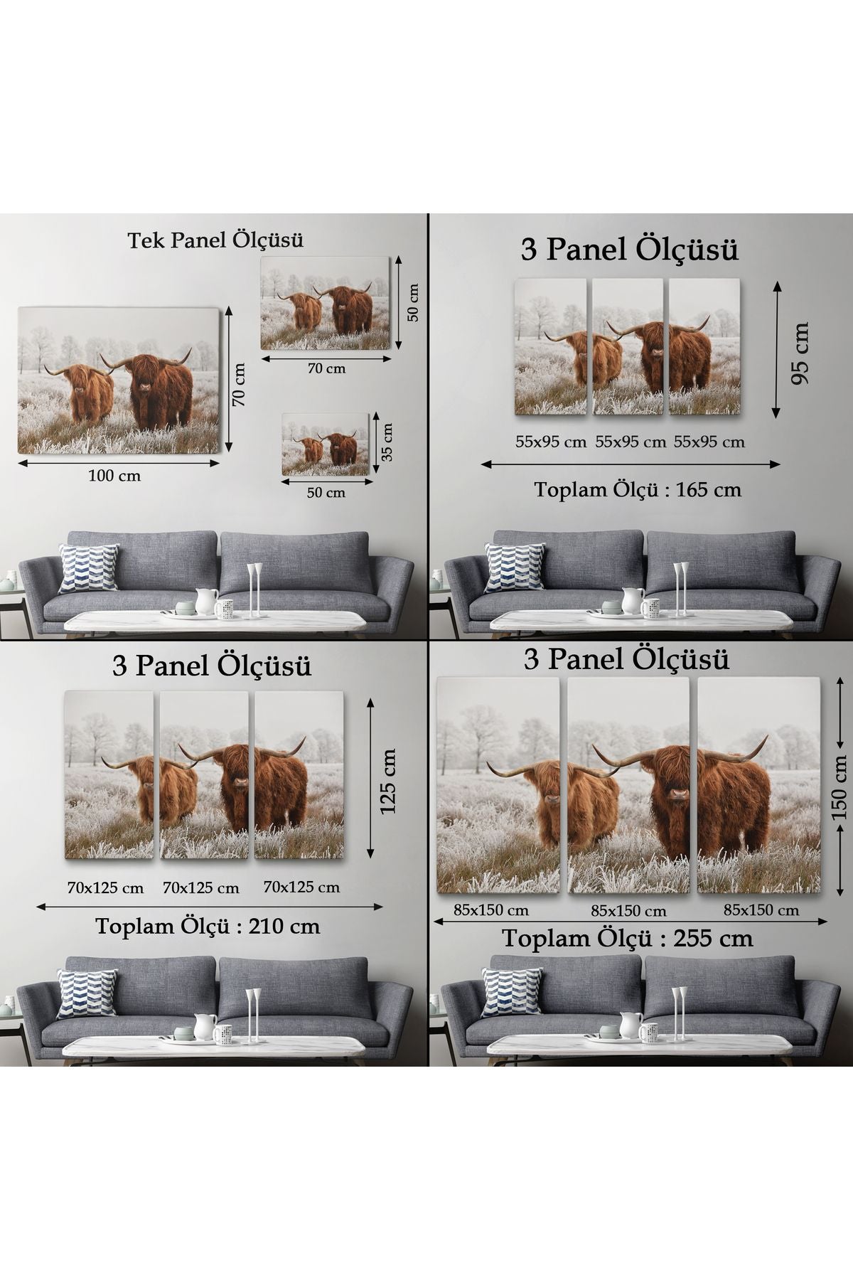 İskoçya Sığırları Dekoratif Kanvas Tablo 1150