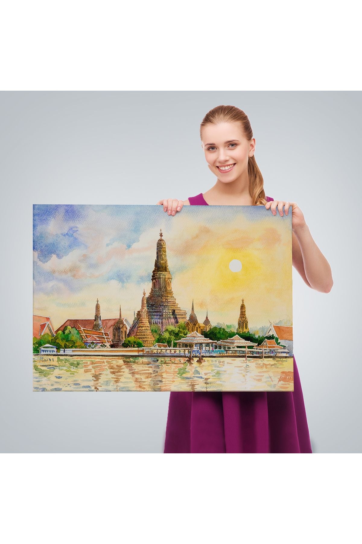 Wat Arun Tapınağı Tayland Bangkok Dekoratif Kanvas Tablo-3622