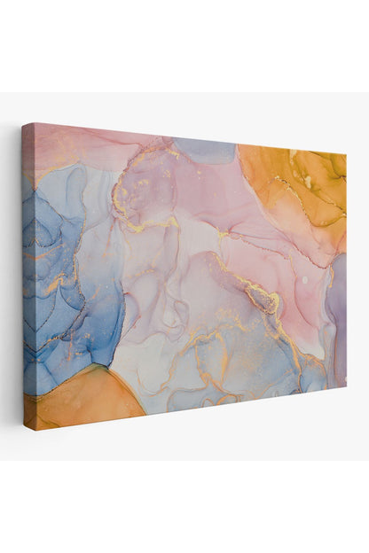 Mürekkep ve Alkol Elementleri ile Mermer Deseni Verilmiş Kanvas Tablo-5047