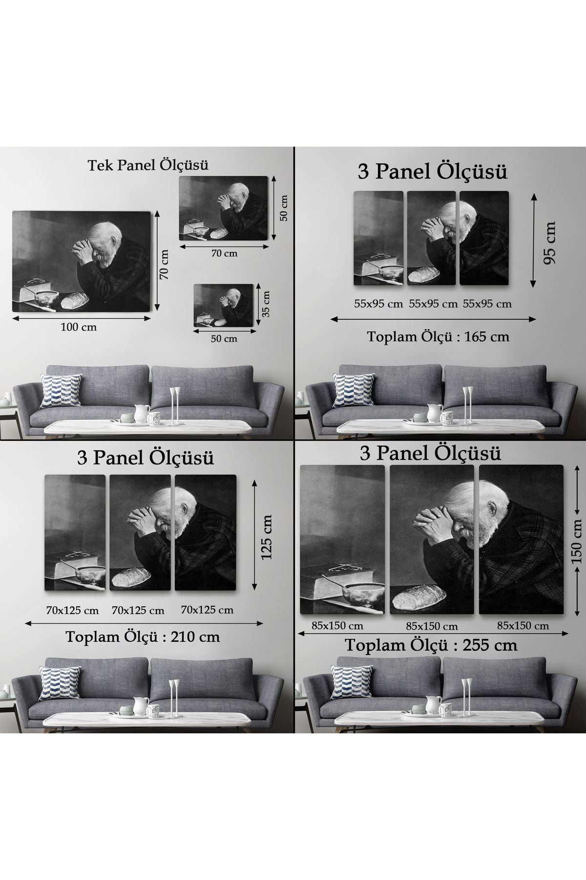 Eric Enstrom Grace Adam Ekmek Üzerinde Dua Ediyor Kanvas Tablo, Siyah Beyaz Baskı-5394