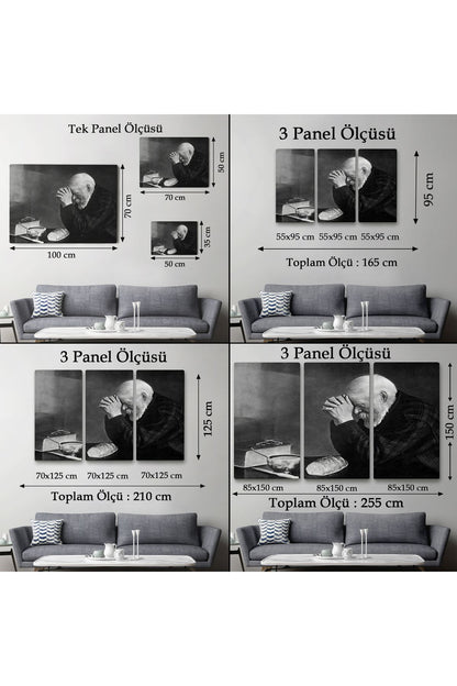 Eric Enstrom Grace Adam Ekmek Üzerinde Dua Ediyor Kanvas Tablo, Siyah Beyaz Baskı-5394