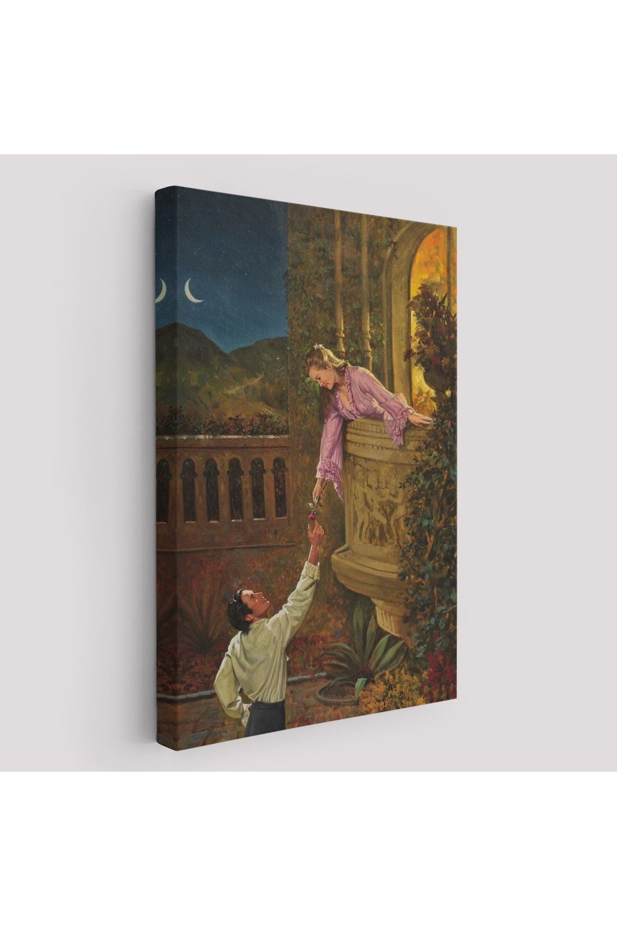 Sevgilisine Çiçek Veren Kadın Duvar Tablosu-6241