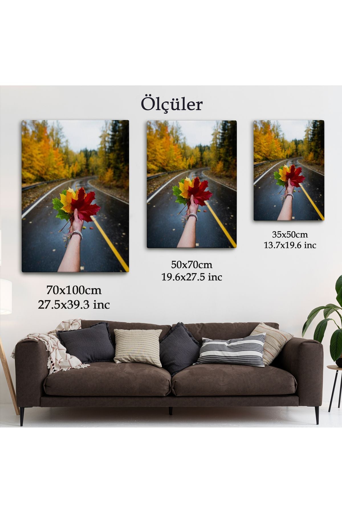 Sonbaharın Renkli Yaprakları ve Yol Manzarası Duvar Tablosu-6089