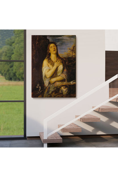 Titian Tiziano Vecellio'un 'Tövbe Eden Magdalene' Eseri Kanvas Tablo-5125
