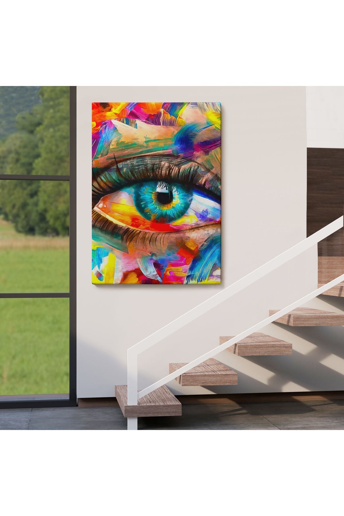 Renkli Yağlıboya Görünümlü Göz Tablosu-6329