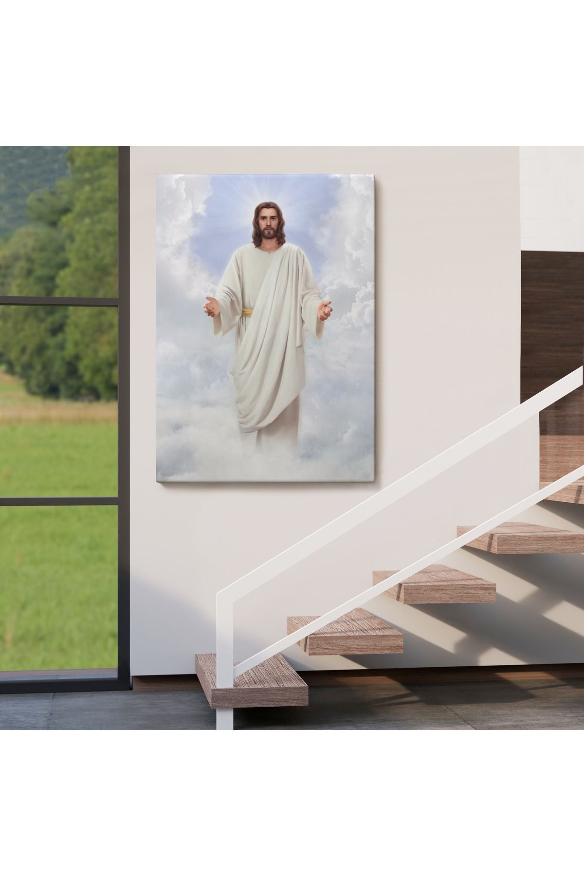Rab İsa Bulutlarda Göründü, Kilise Hediyesi Hristiyan Kanvas Tablo-5289