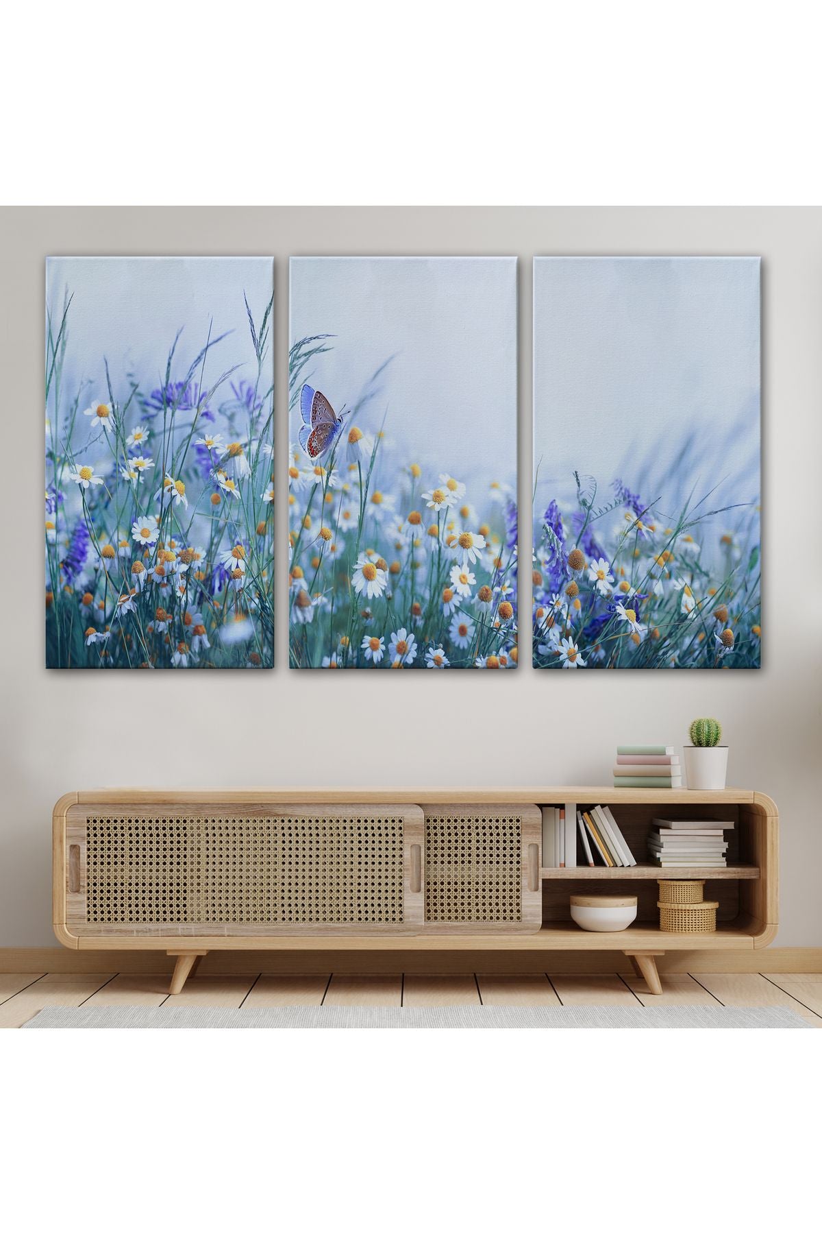 Özel Tasarım, Dekortif  BaskıKır Çiçekleri Ve Papatyalar Dekoratif Kanvas Tablo-3653