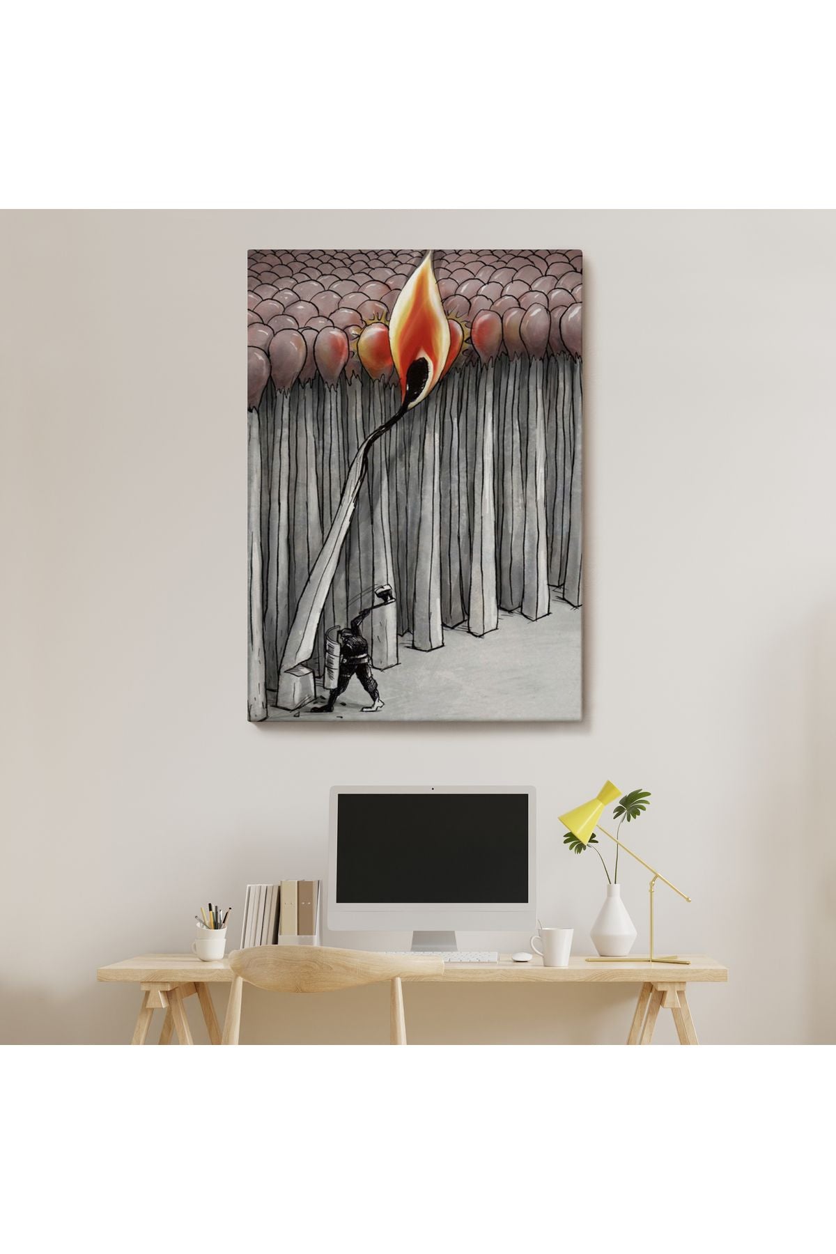 Bütün Uyuyanları Uyandırmaya Bir Uyanık Yeter Sürreal Duvar Tablosu-6070