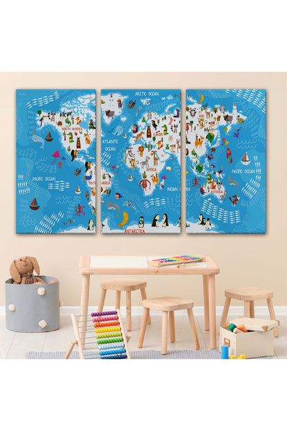 Özel Tasarım, Dekortif  BaskıCocuk Odası Hayvan Desenli Dekoratif Kanvas Tablo 1074