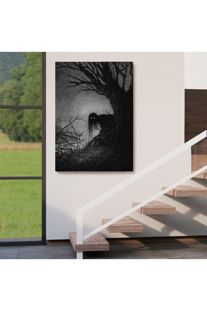 Karanlık İçindeki Korkunç Bir Çift Göz Tablosu-6288