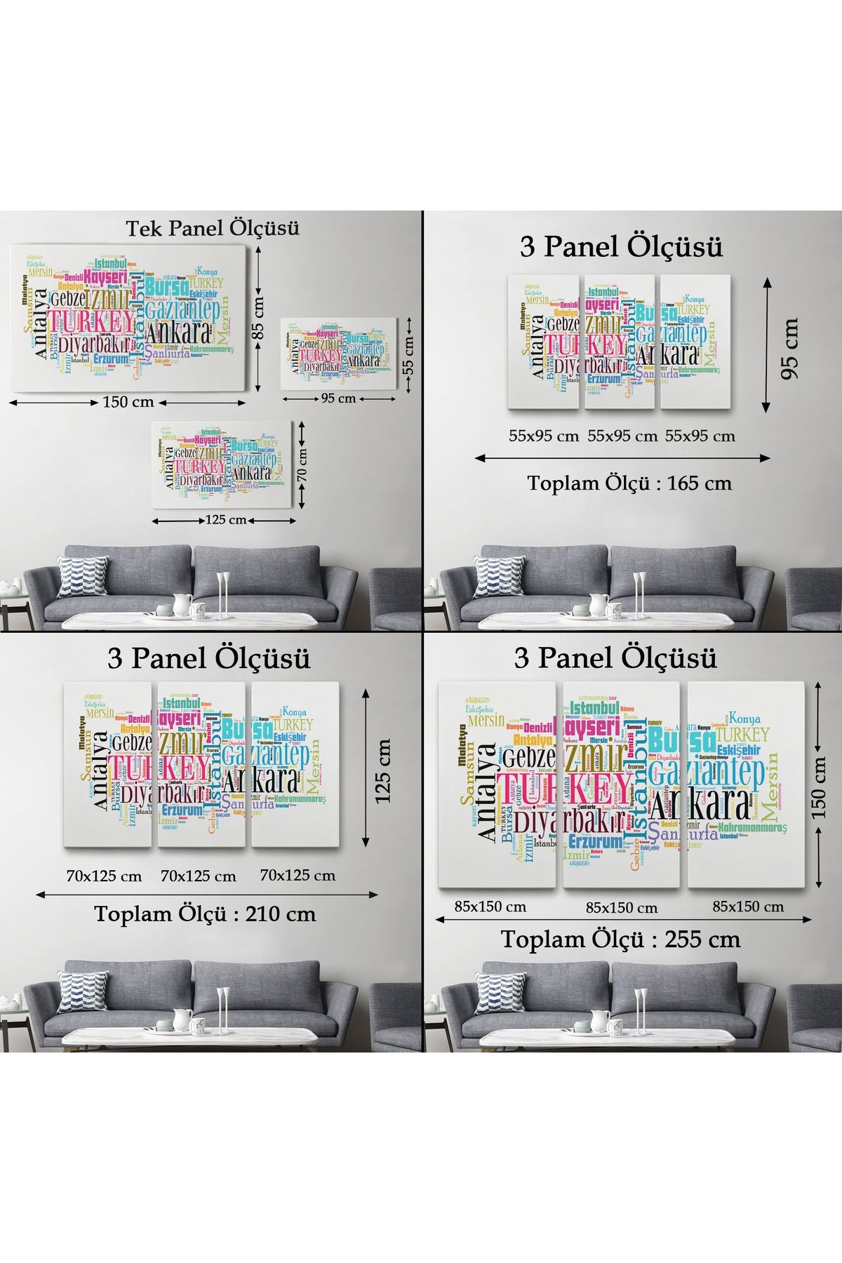 DB İller İsimli Dekoratif Kanvas Tablo 1003