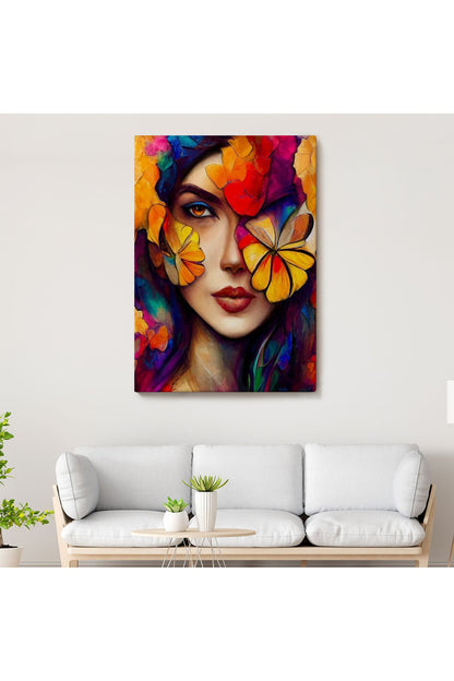 Çiçek ve Kadın Temalı Dekoratif Duvar Tablosu-6192
