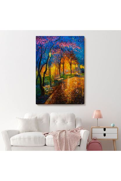 Moskova Parkta Gece Manzarası Kanvas Tablo-5986