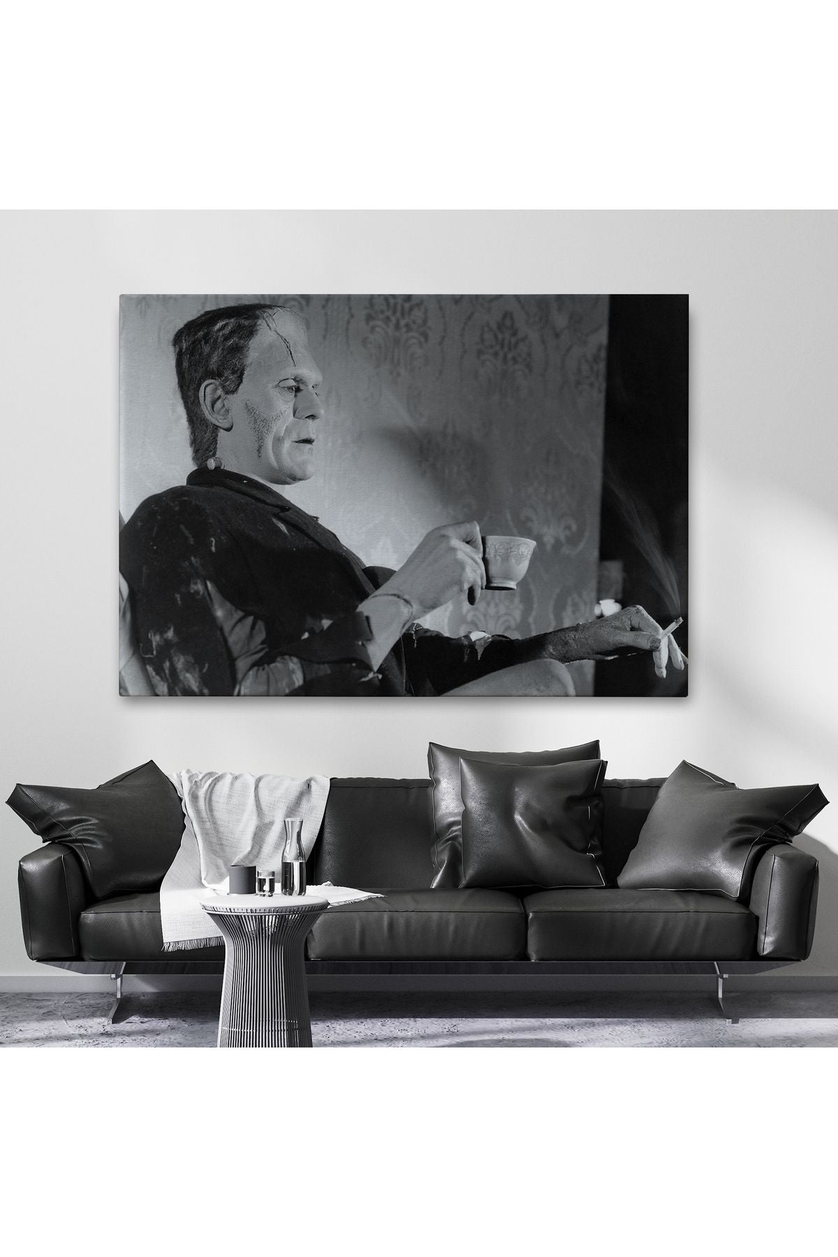 arg001 seri Frankenstein Remastered Tea and Cigarettes Korku Filmi Tablo, Boris Karloff Tablo-5369