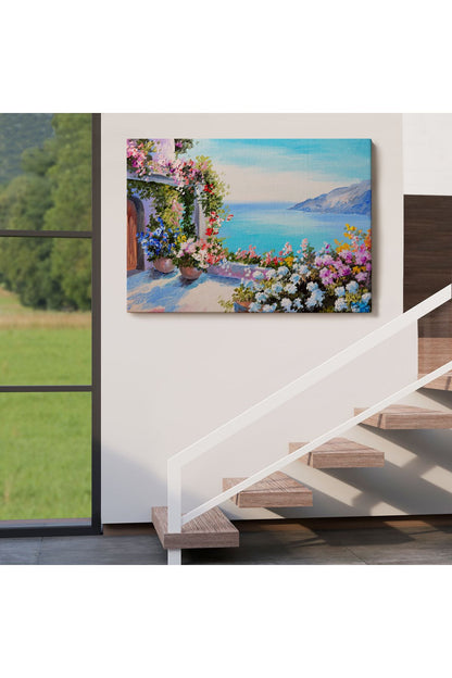 Deniz Manzaralı Güzel Ev Dekoratif Kanvas Duvar Tablosu-3439