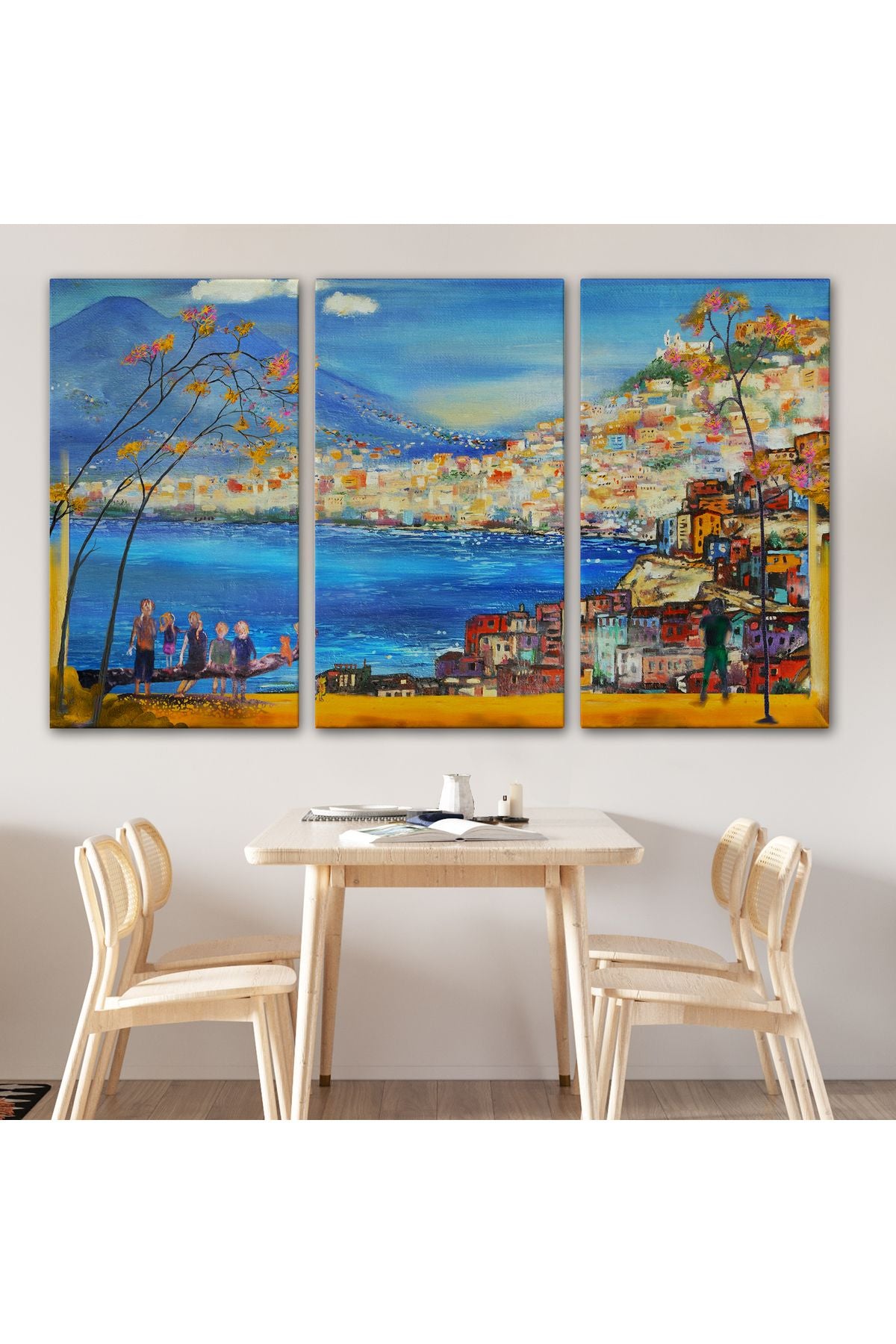YS Özel Güney İtalya Yağlıboya Görünüm Dekoratif Kanvas Duvar Tablosu-3578