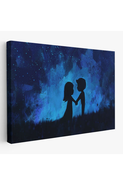 Ay Işığındakı Küçük Aşıklar Dekoratif Duvar Tablosu-3486