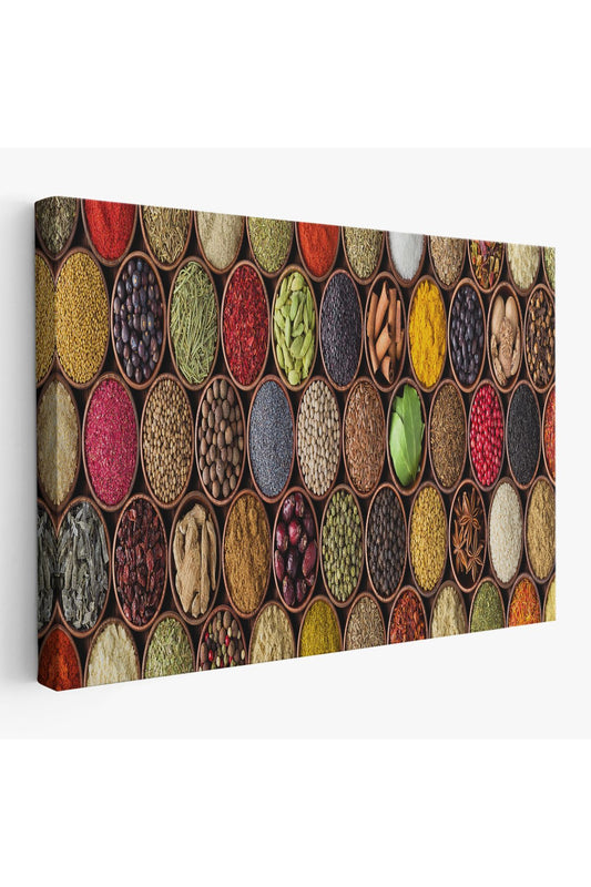 Mutfak Masasın da Baharatlar Dekoratif Kanvas Duvar Tablosu-3569