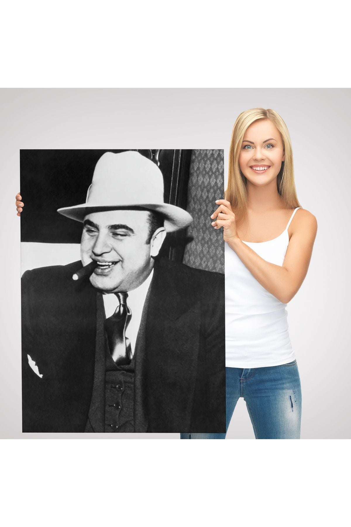 Ünlü Sabıka Fotoğrafı Posteri, Ünlü Mafya Patronu, Al Capone Kanvas Tablo-5292